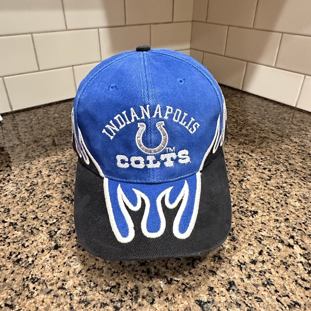 Indianapolis Colts Hat NISSIN Baseball Cap Blue Black Flames